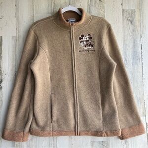 Walt Disney Mickey Mouse Full Zip Fleece Sweater‎ Womens Medium Cozy Gorpcore
